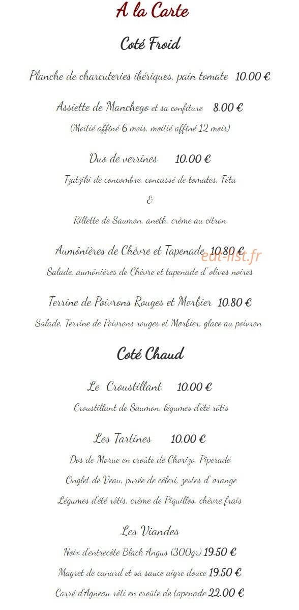 Le Bistrot Gourmand — carte page 2