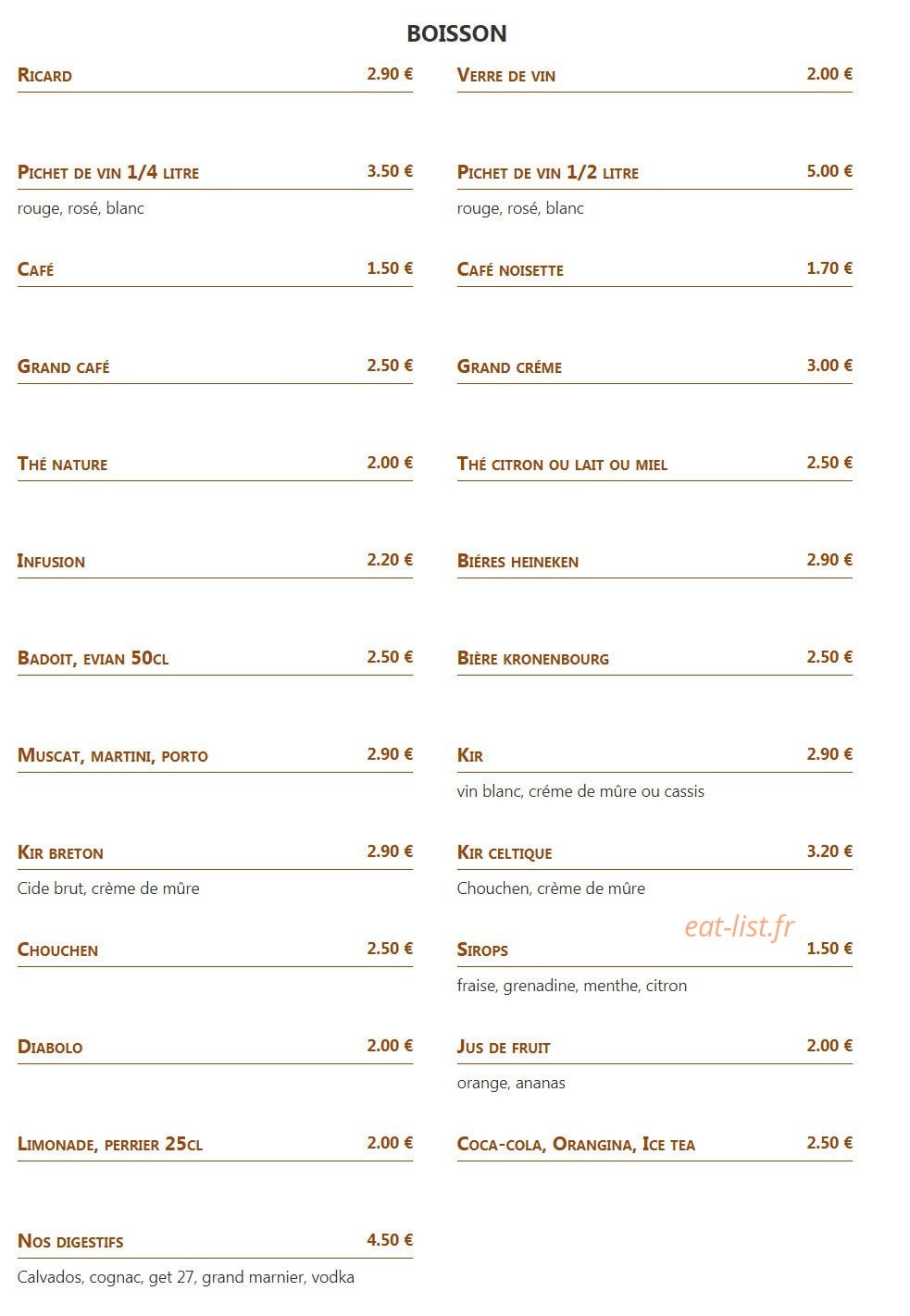 Crêperie Bretonne — carte page 5