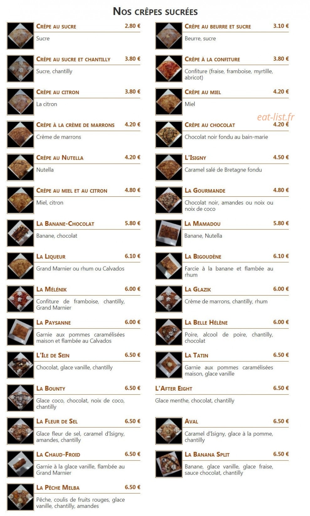 Crêperie Bretonne — carte page 3