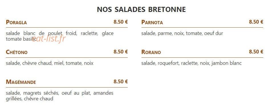 Crêperie Bretonne — carte page 2