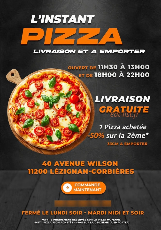 L'instant pizza — carte page 1