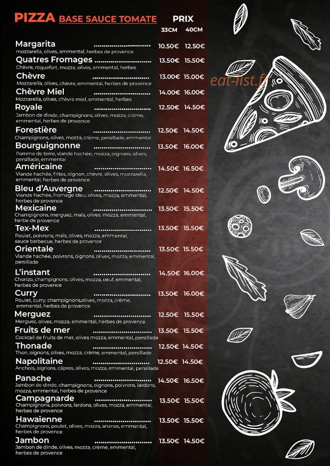 L'instant pizza — carte page 2