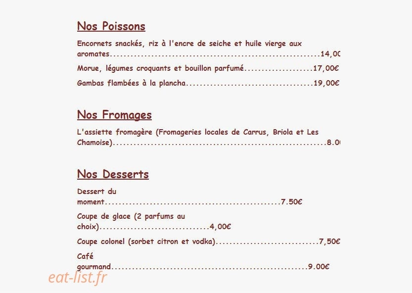 Restaurant La Luciole — carte page 2