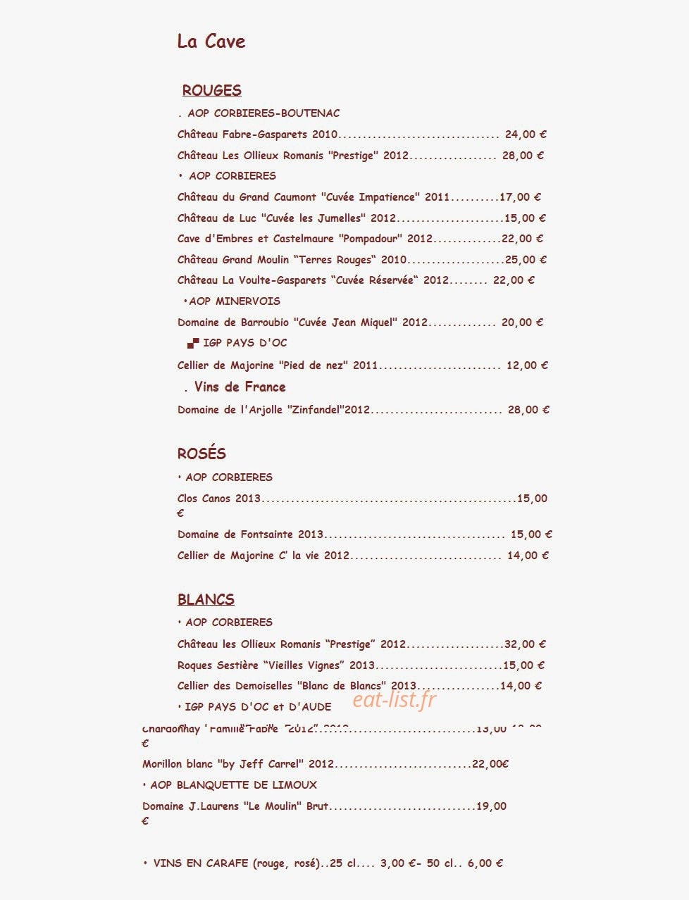 Restaurant La Luciole — carte page 3