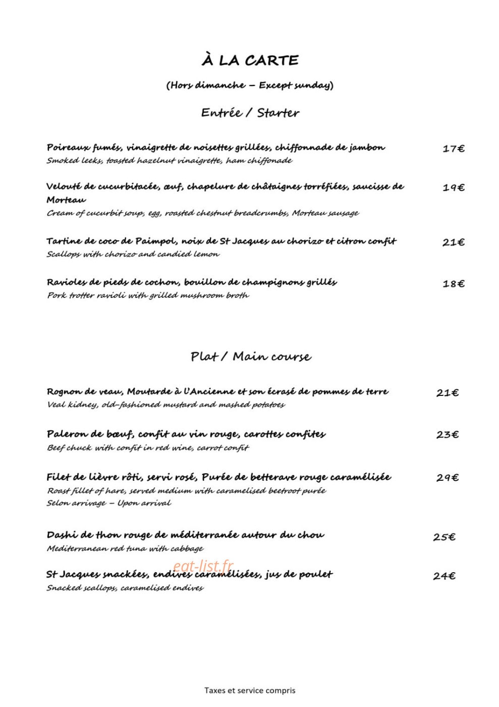 Restaurant des Ollieux — carte page 3