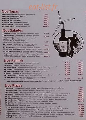 Au ptit bô'bar — carte page 2