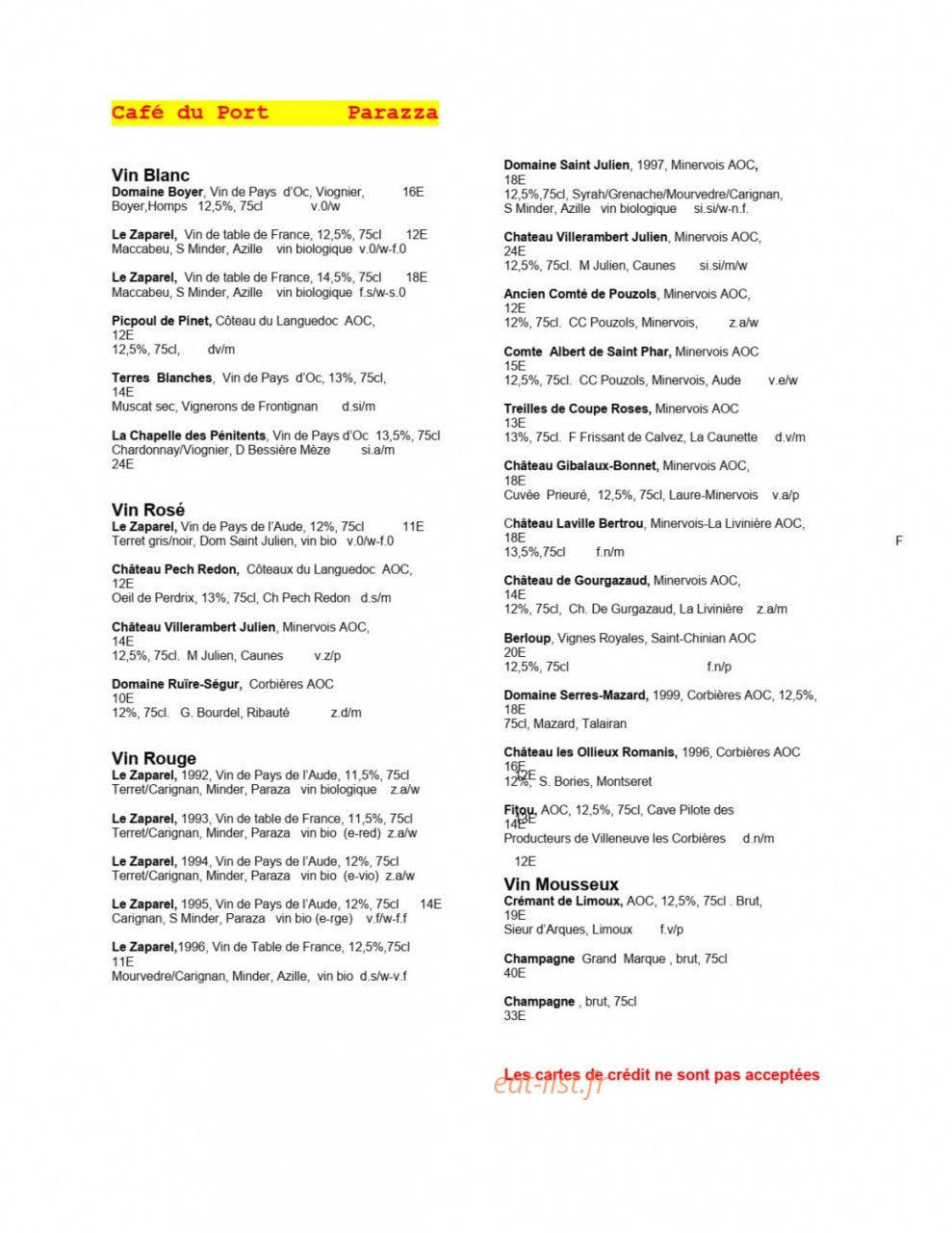 La cave à Lo - Le café du port — carte page 2
