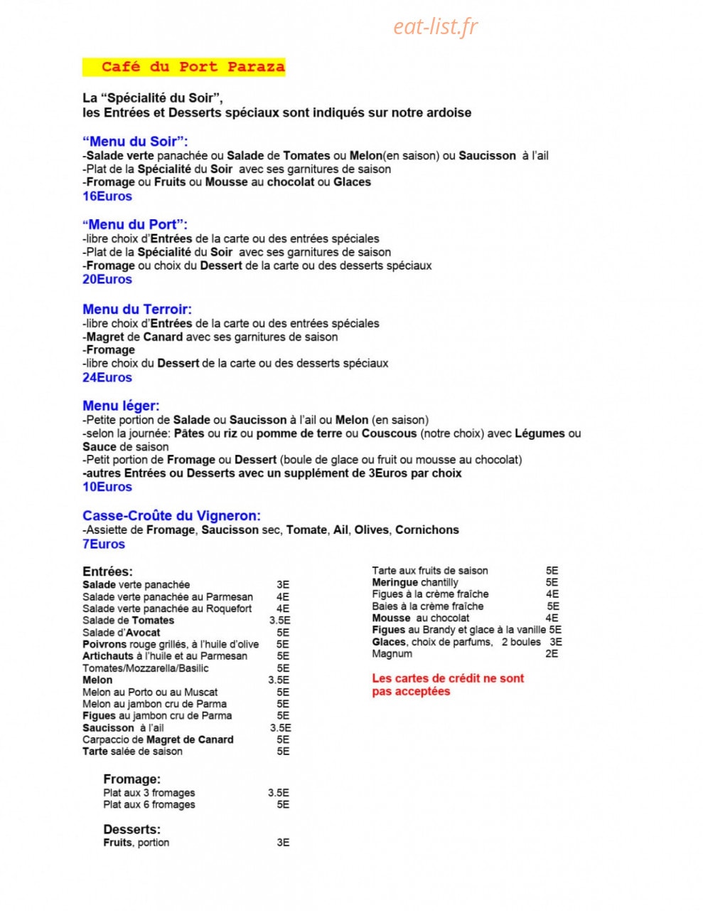 La cave à Lo - Le café du port — carte page 1