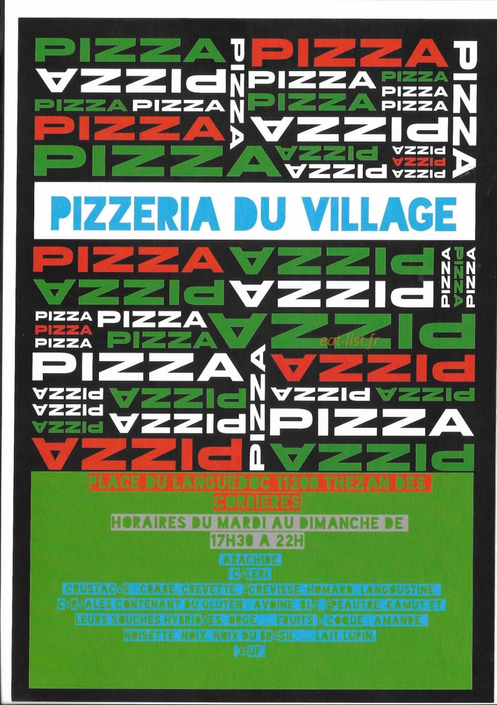 Carte et menu Pizzeria Du Village Thezan des Corbieres