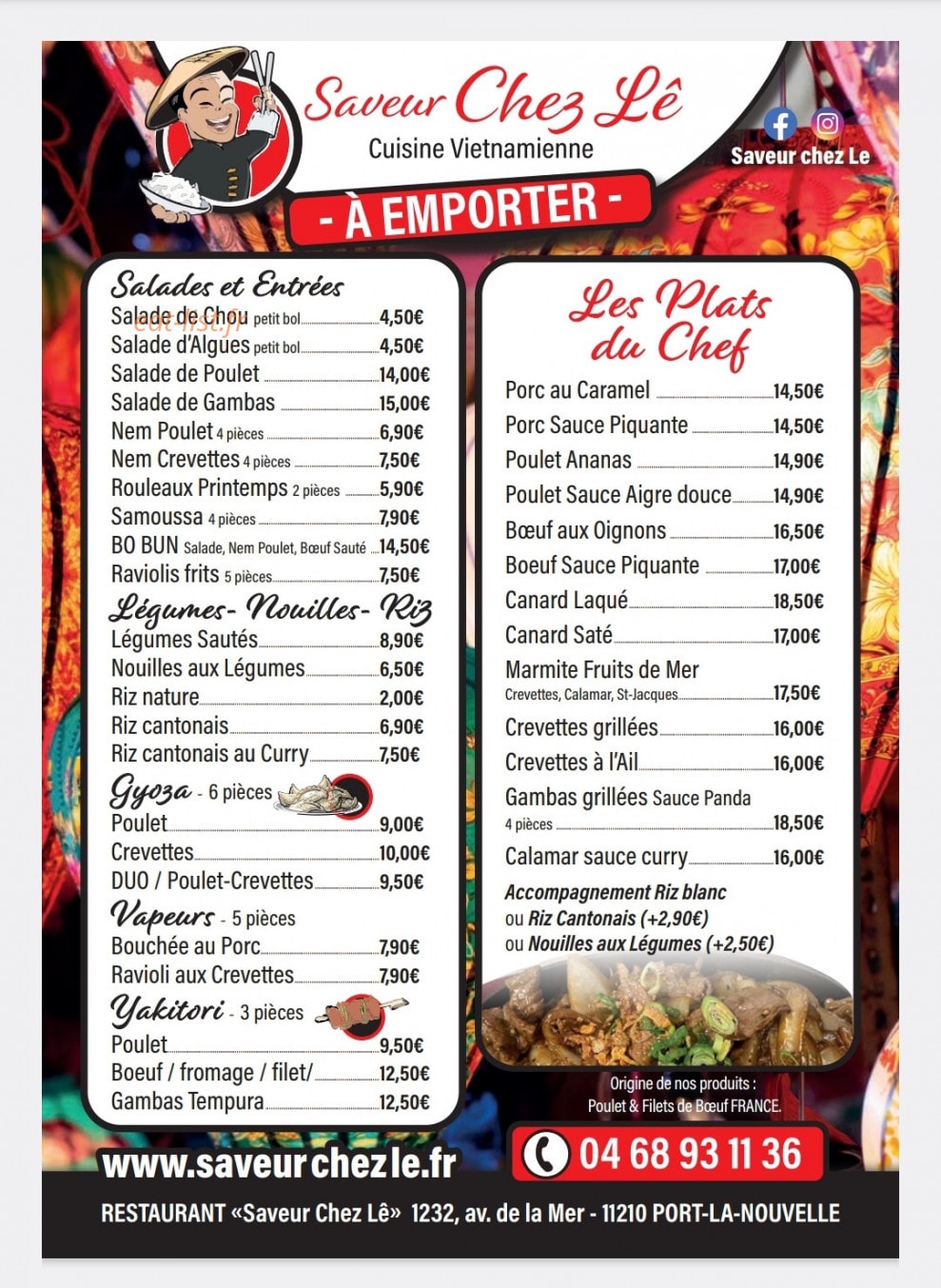 Saveur Chez Le — carte page 2