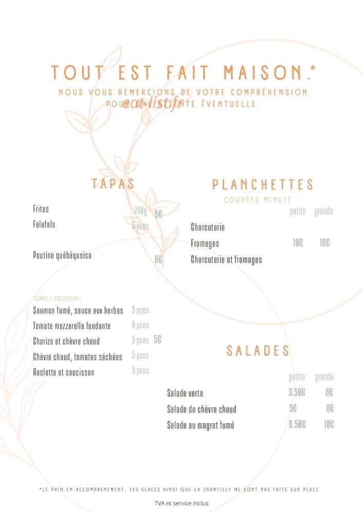 La Pergola — carte page 1
