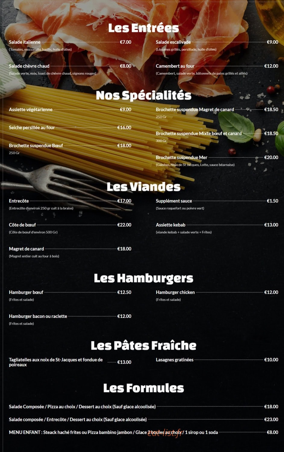 Au Feu de Bois — carte page 2