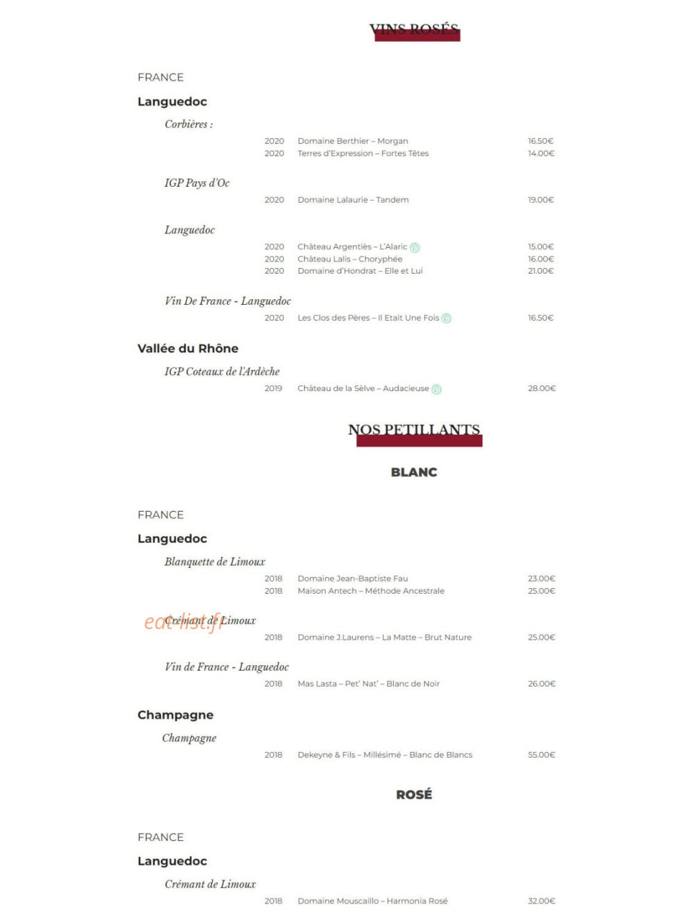 Vins De Dagne — carte page 6