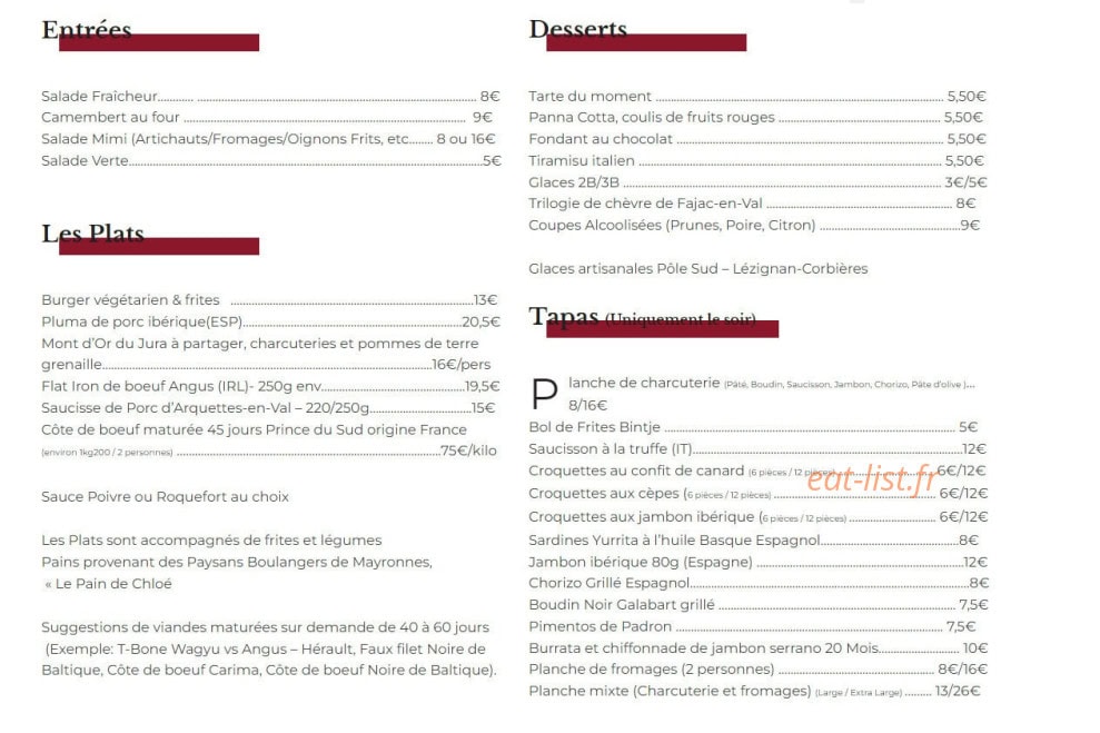 Vins De Dagne — carte page 2