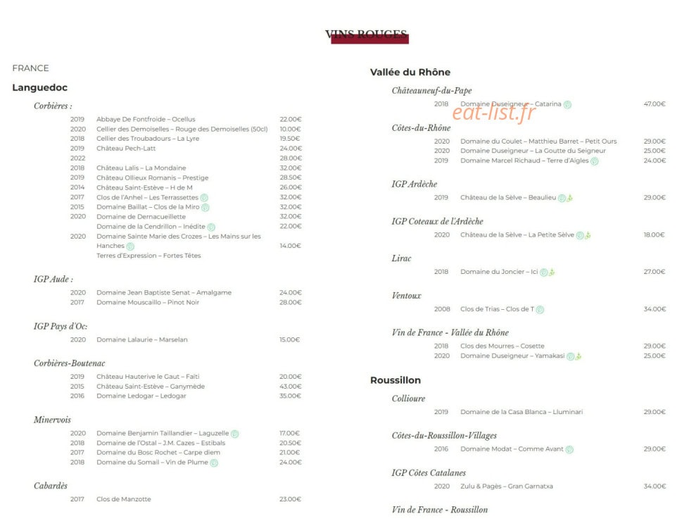 Vins De Dagne — carte page 3