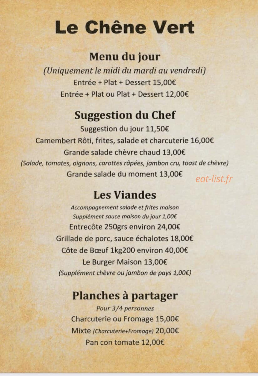 Le Chene Vert — carte page 1