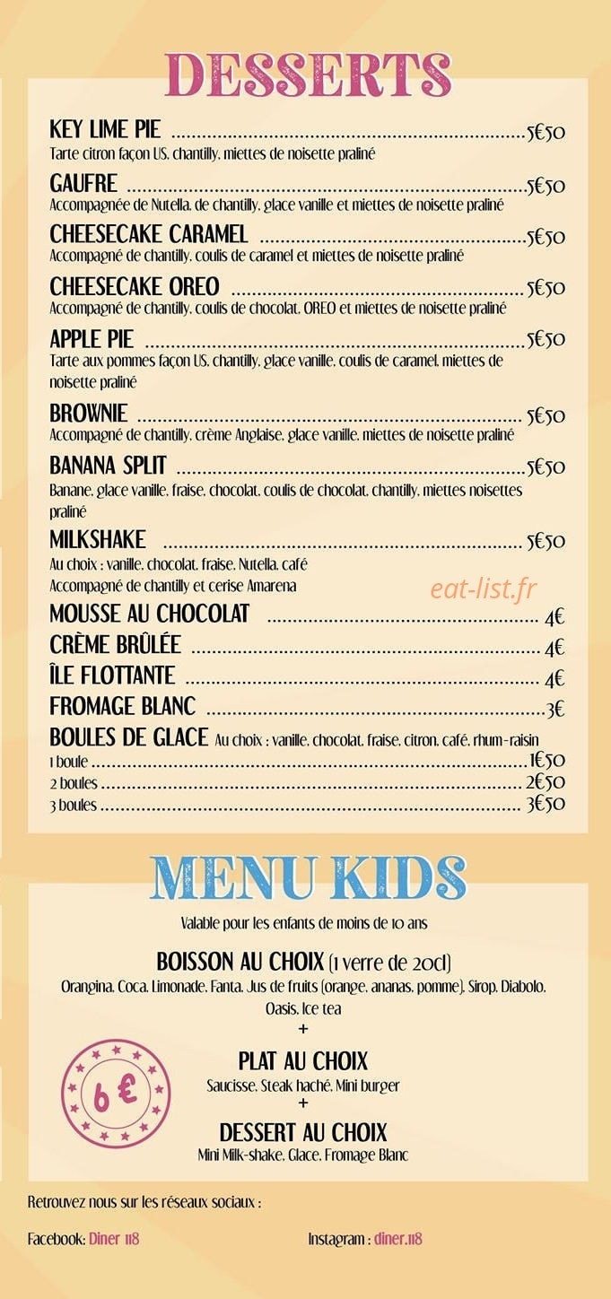 Diner 118 — carte page 3