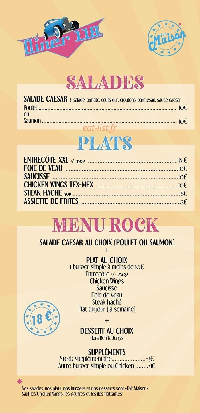 Diner 118 — carte page 1
