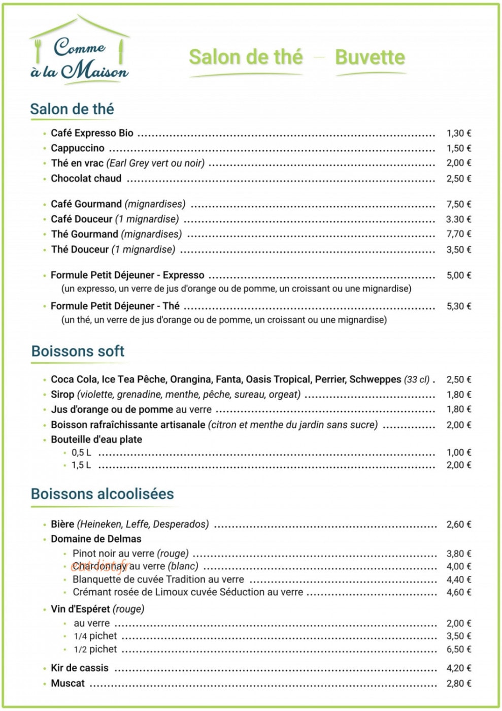 Comme À La Maison — carte page 2