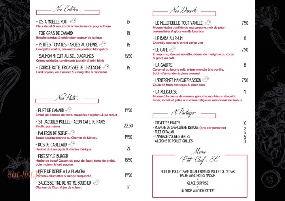 Côté Resto — carte page 1