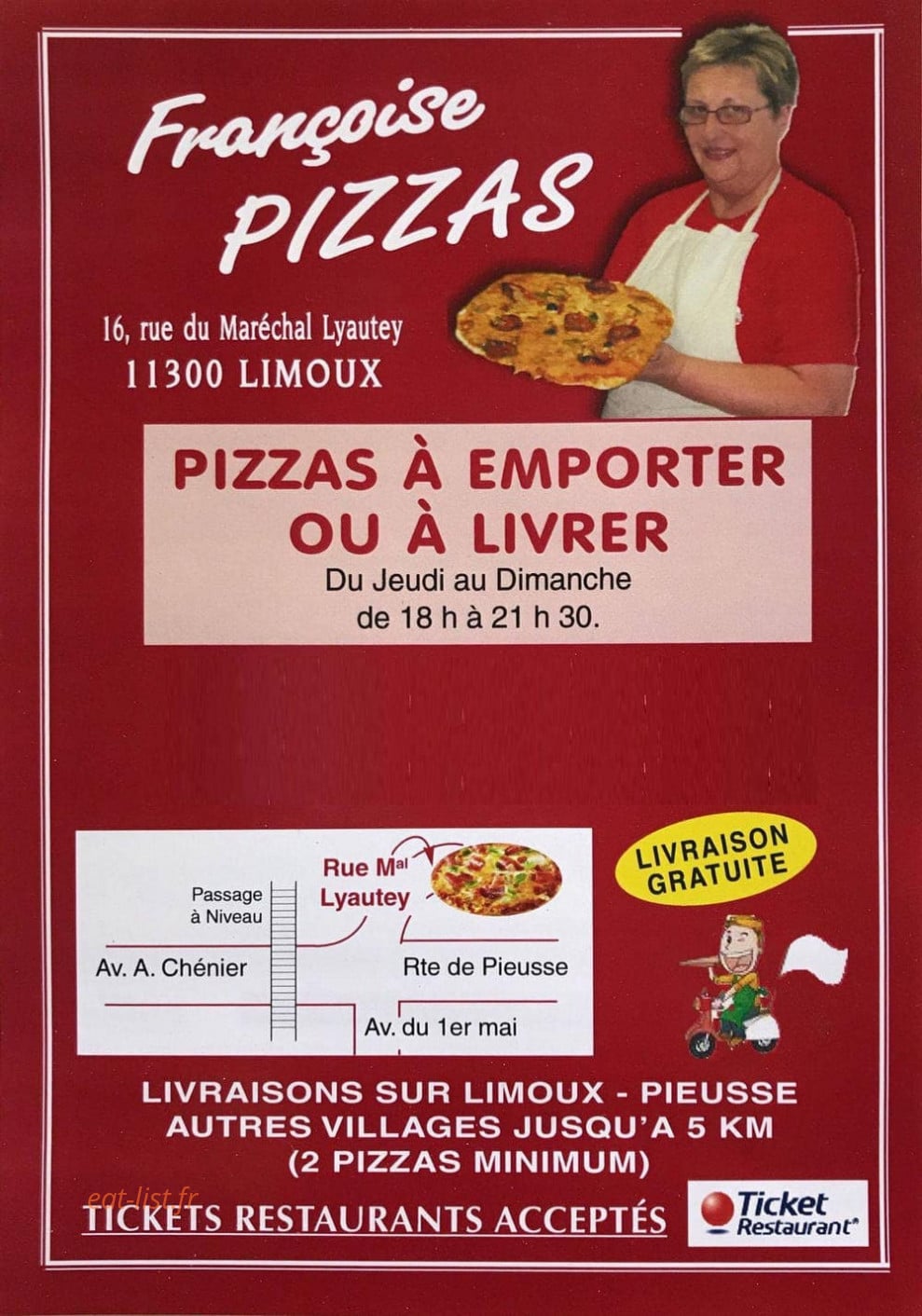 Françoise Pizzas — carte page 1