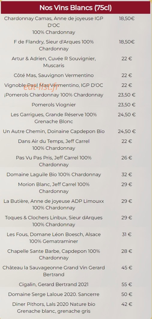 Le Grand Café — carte page 12