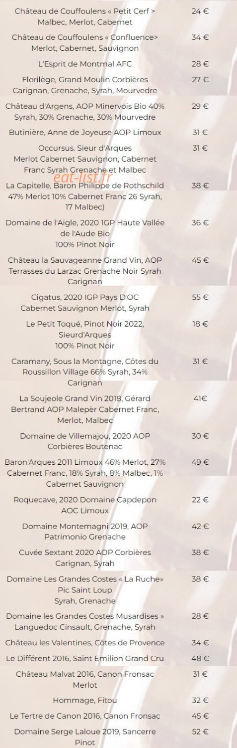 Le Grand Café — carte page 14