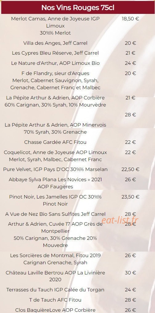 Le Grand Café — carte page 13