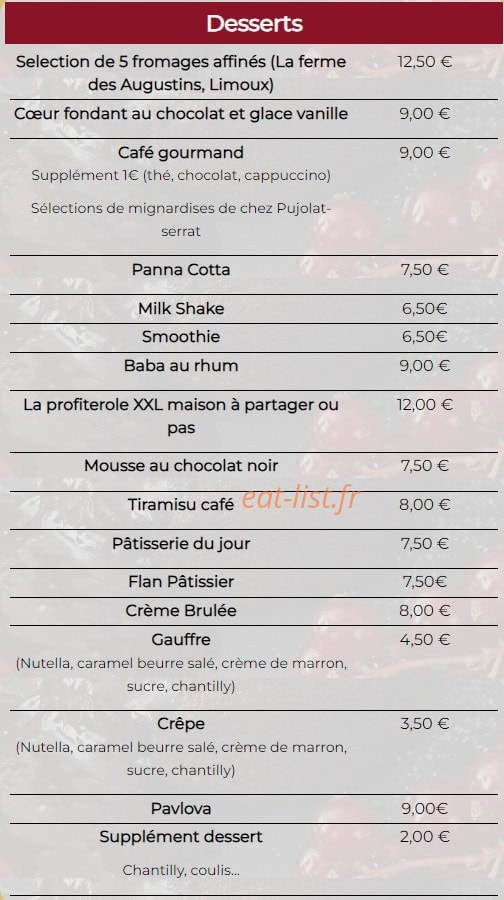 Le Grand Café — carte page 6