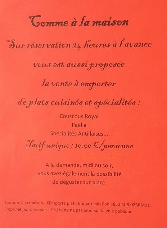 Comme a la Maison — carte page 2