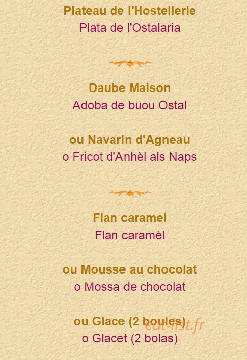 Hostellerie Etienne — carte page 2