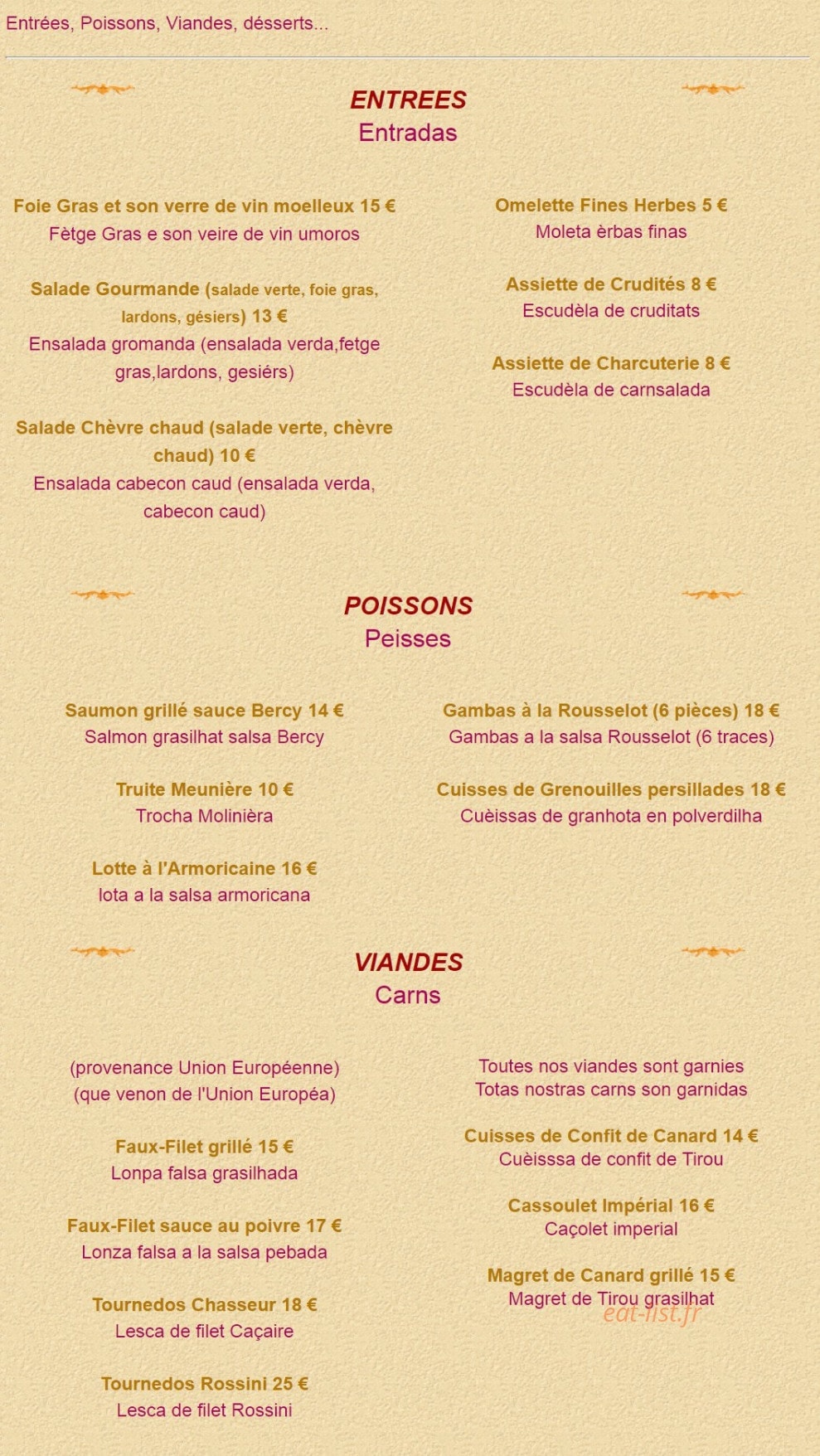 Hostellerie Etienne — carte page 5