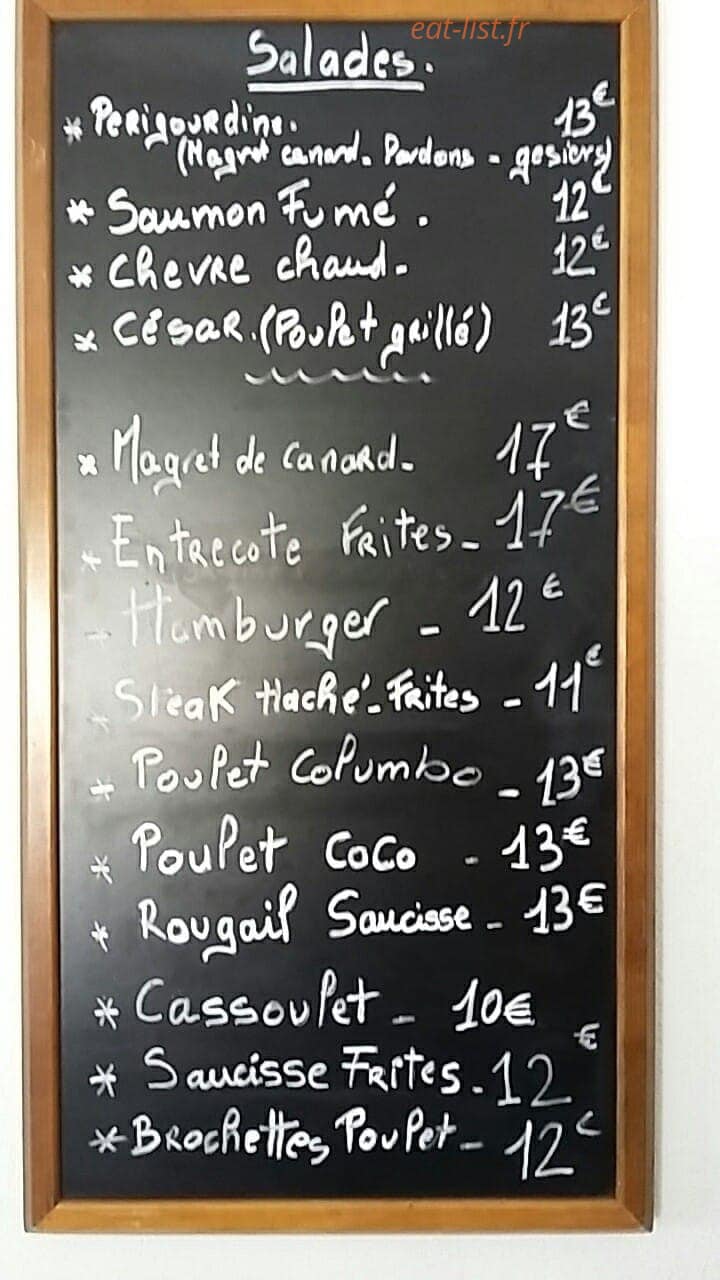 Le Bar Des 4 Arts — carte page 1