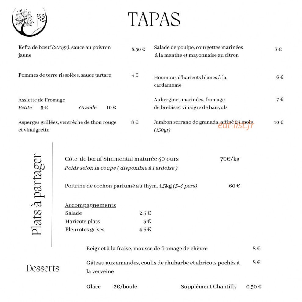 La Taverne — carte page 1