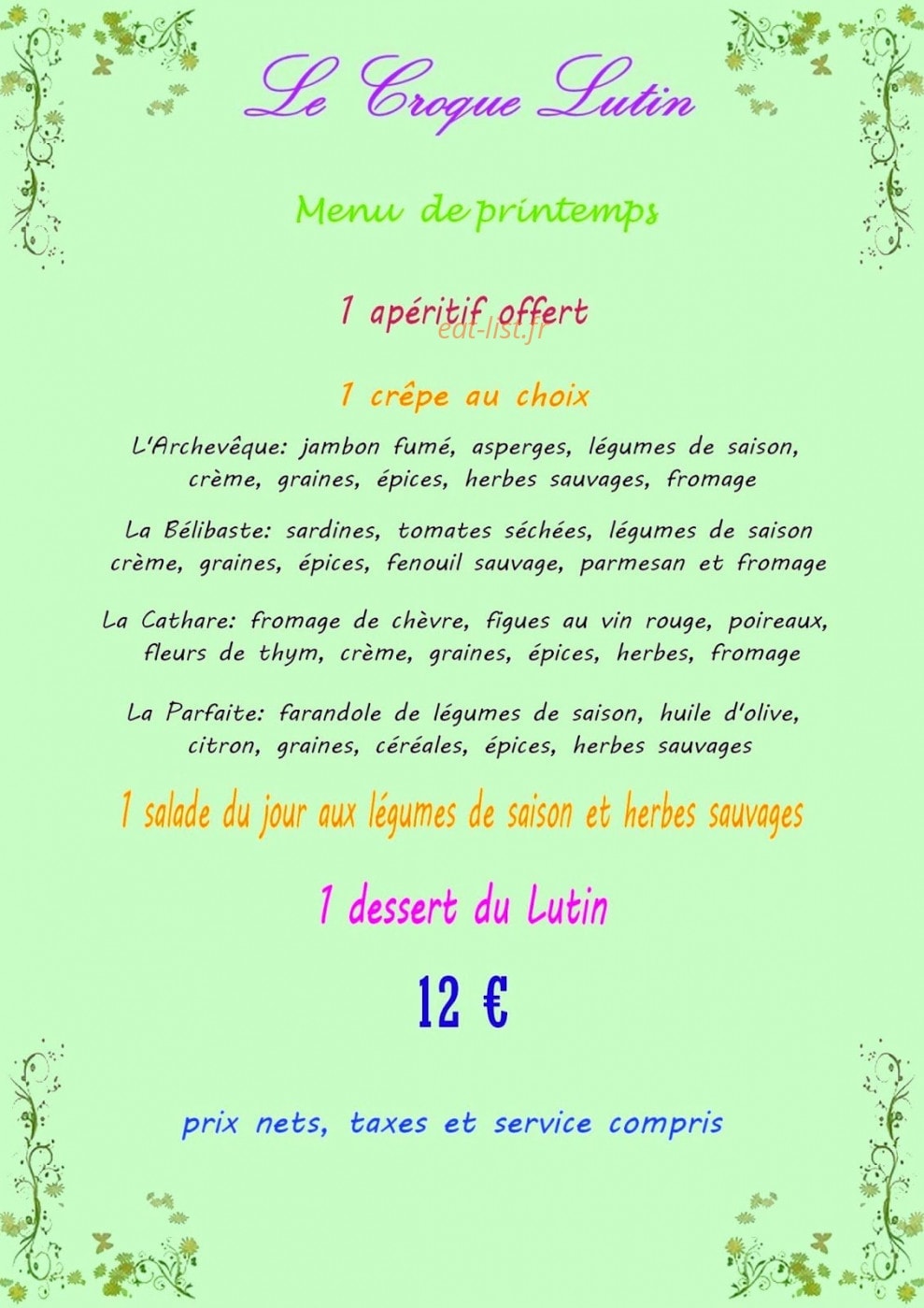 Le Croque Lutin — carte page 2