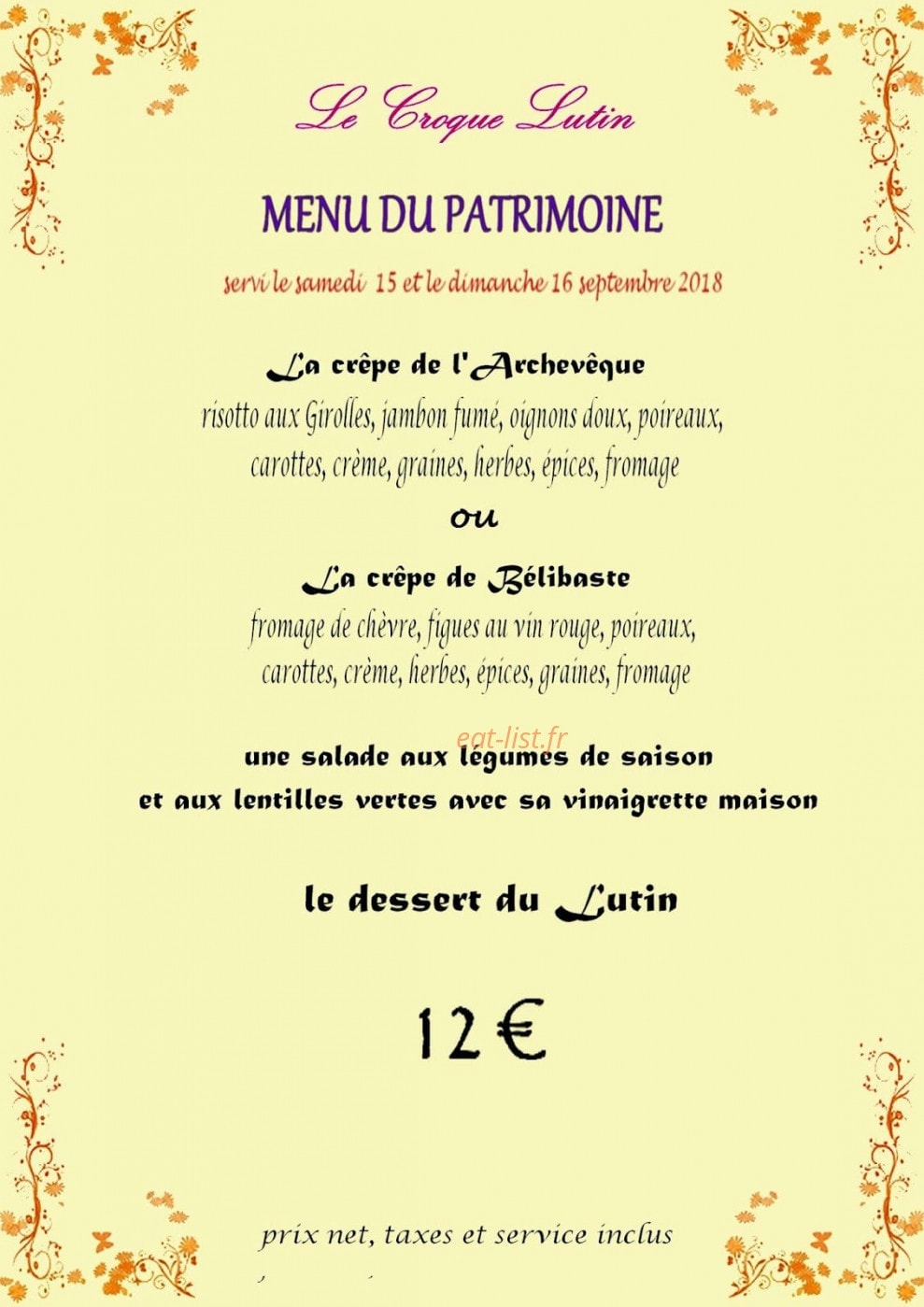 Le Croque Lutin — carte page 1