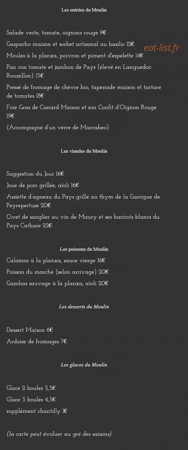 Auberge du Moulin — carte page 4