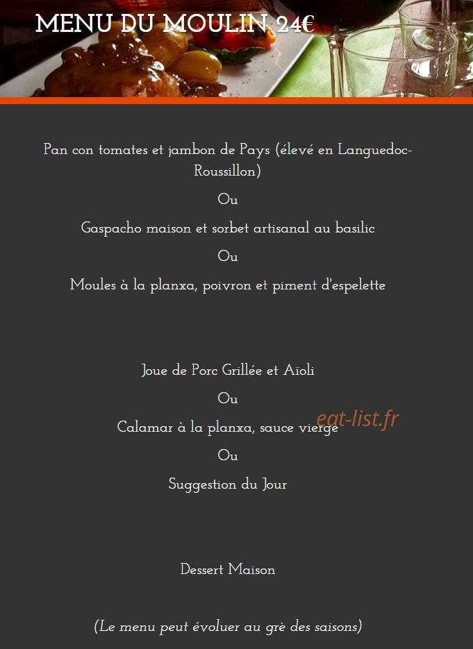 Auberge du Moulin — carte page 1