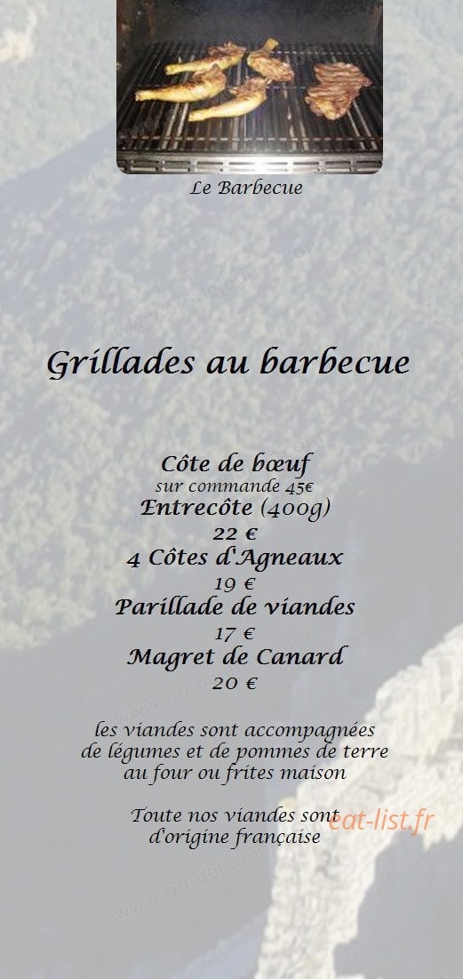 Auberge La batteuse — carte page 1