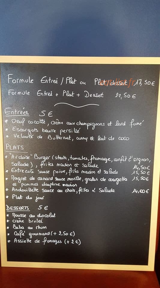 La P'tite Ardoise — carte page 1