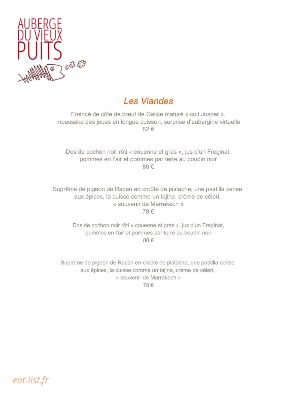 Auberge du Vieux Puits — carte page 3