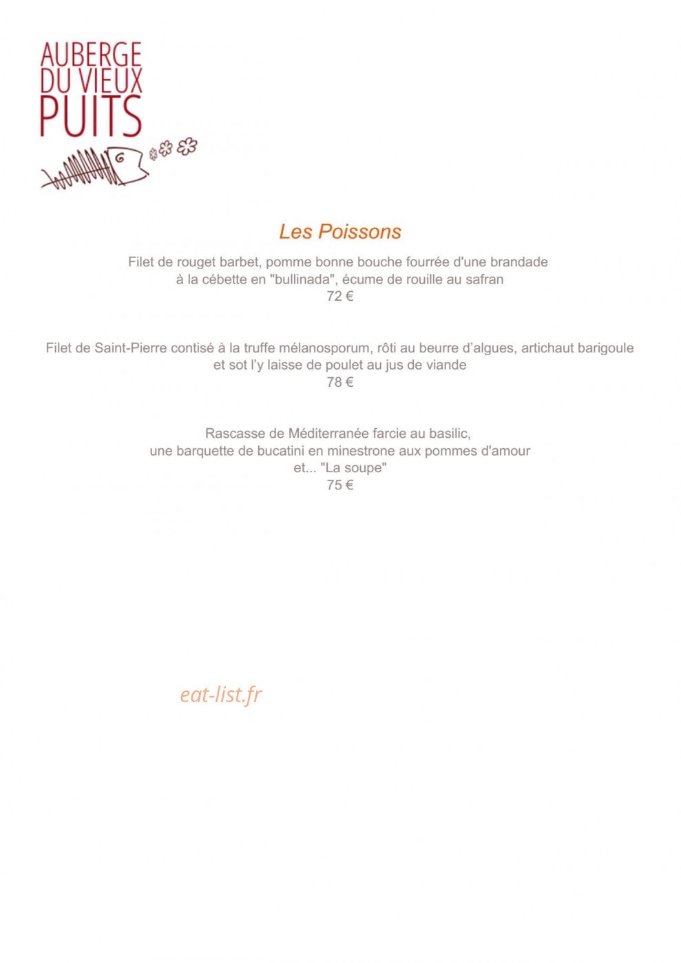 Auberge du Vieux Puits — carte page 2