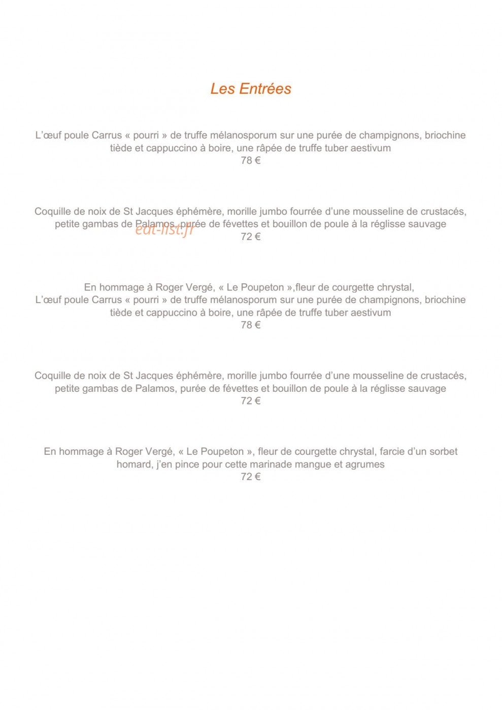 Auberge du Vieux Puits — carte page 1