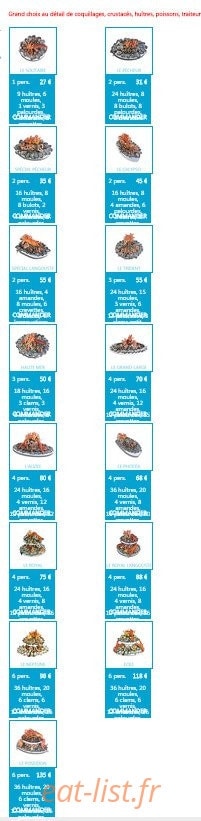 Carte et menu de Boniface Coquillages à Leucate — Les fruits de mer
