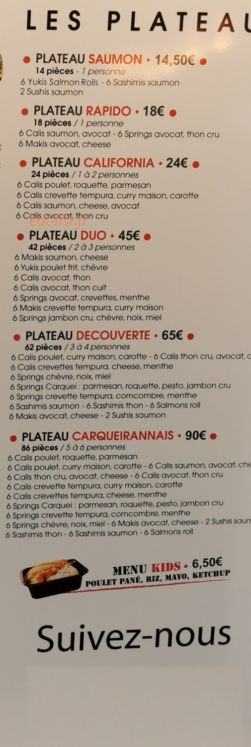 E Sushi — carte page 2