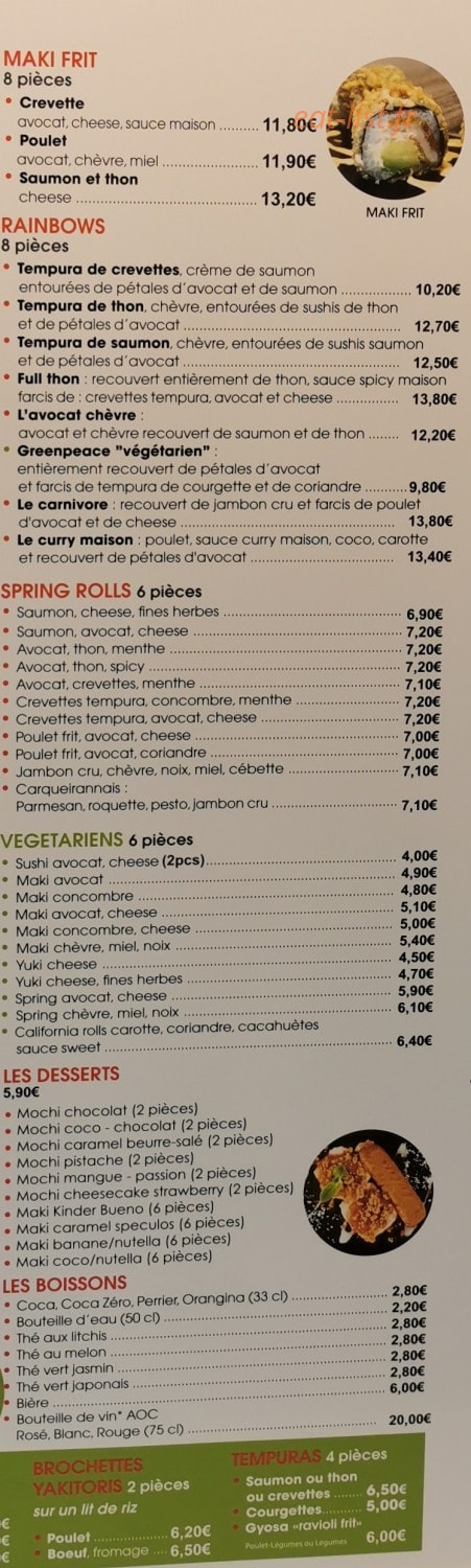 E Sushi — carte page 3