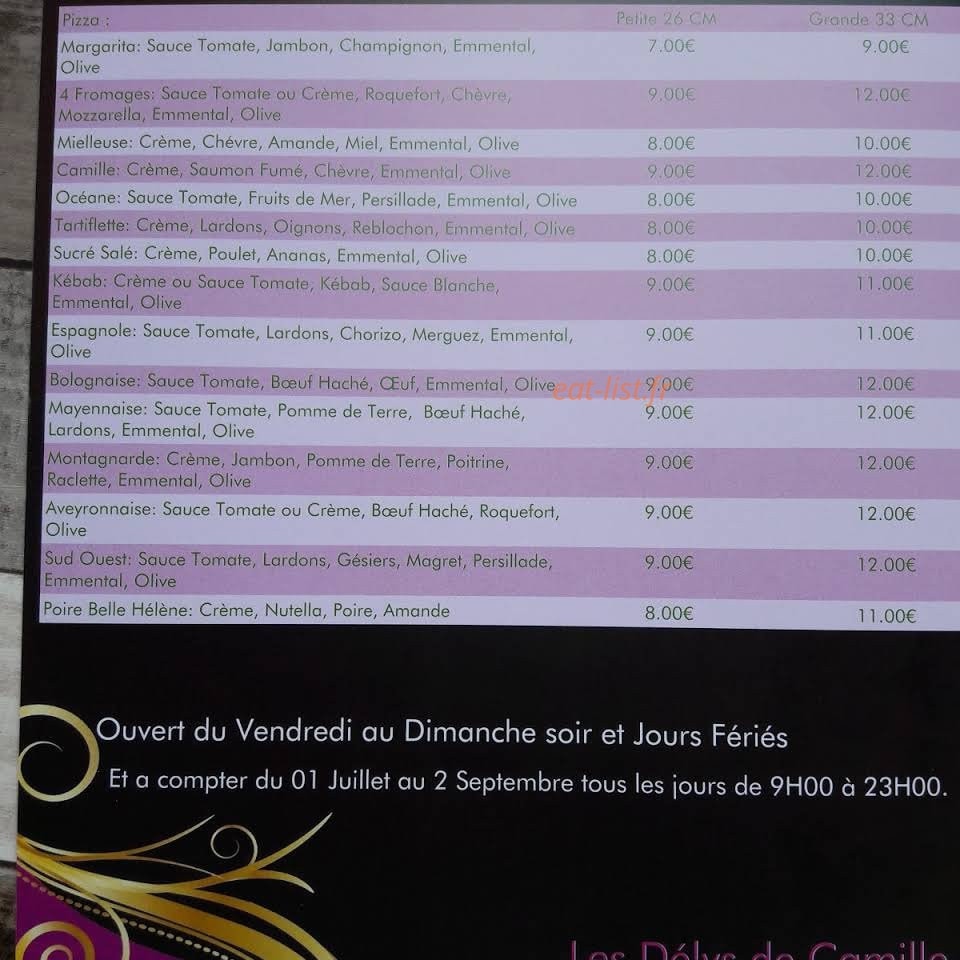 Les Délys de Camille — carte page 1