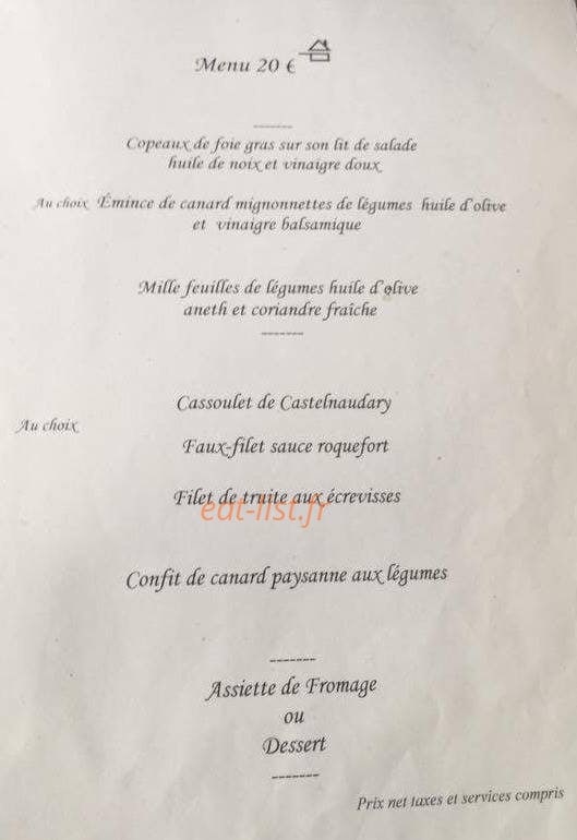 Auberge la Caleche — carte page 2