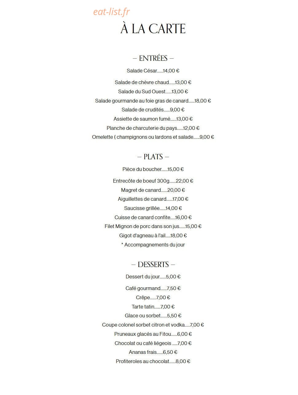 Chez Marty — carte page 2