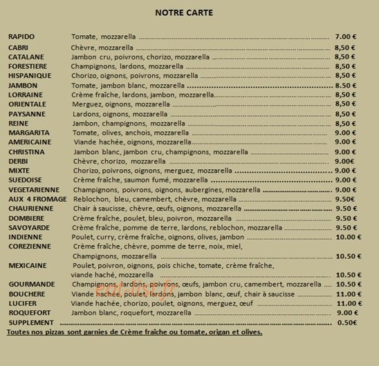 Christina pizza — carte page 1